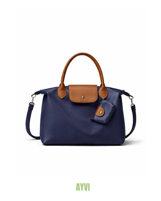 Zoe Navy Blue Shoulder Bag + Mini Purse
