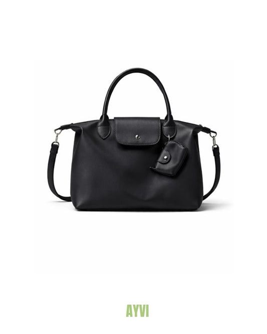 Zoe Black Shoulder Bag + Mini Purse